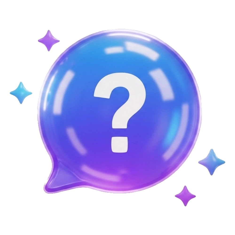 A question bubble surrounded by sparkles