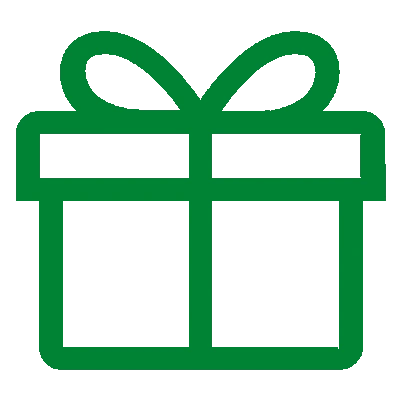 Present with a boxey base and ribbon